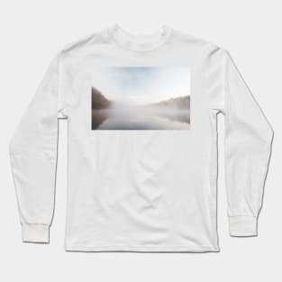 Landscape early morning fog just above the water level partly of Connecticut Rive Long Sleeve T-Shirt